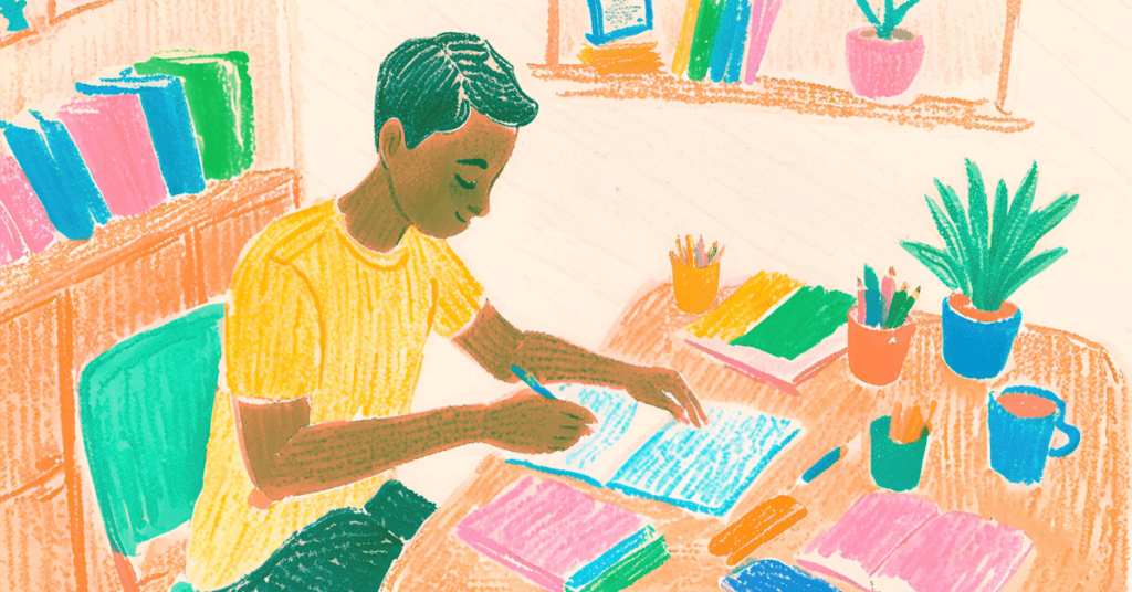 A homeschool student studying to increase homeschool college acceptance rates.