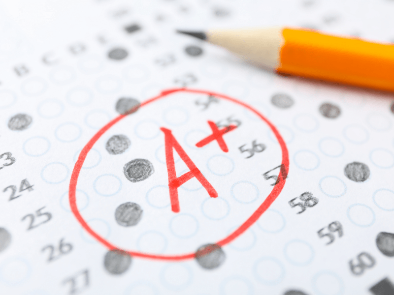 Close-up of a completed homeschool high school transcript for a student in Florida