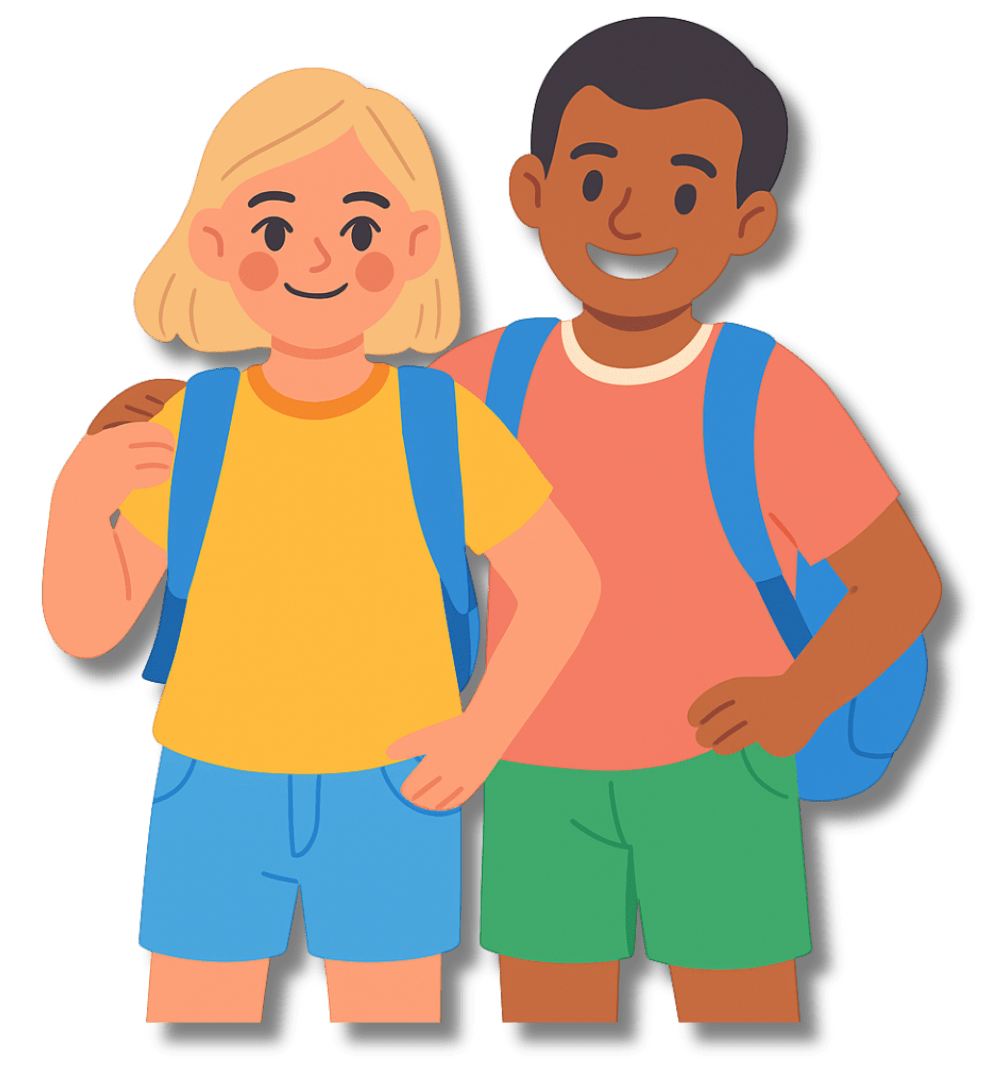 Homeschool students ready for a new day of school.