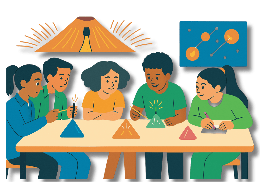 Homeschool students working on a group science project.