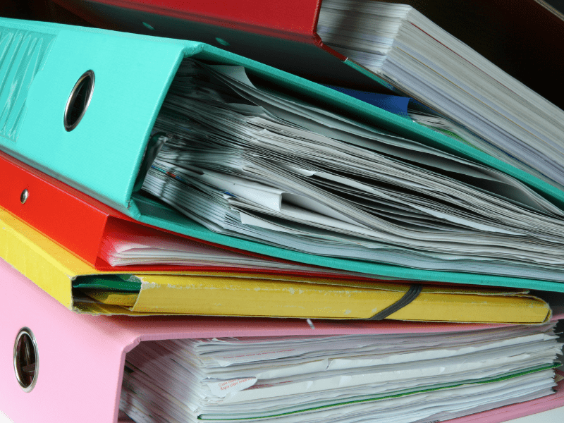 Organized binder for Florida Homeschool Evaluations portfolio